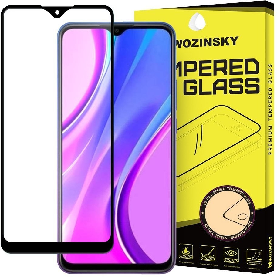 Xiaomi Braders Szkło hartowane Full Glue na cały ekran z ramką do Redmi 9 czarny