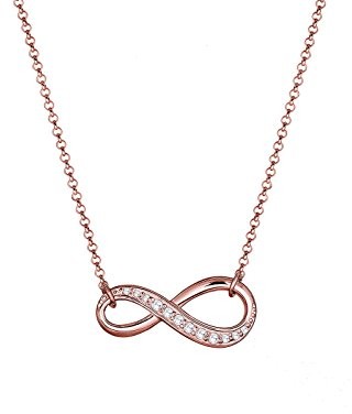Elli Infinity 0106141016_45 łańcuszek damski z wisiorkiem w kształcie znaku nieskończoności, srebro 925, pozłacane na różowo, cyrkonie, 45 cm 0106141016_45