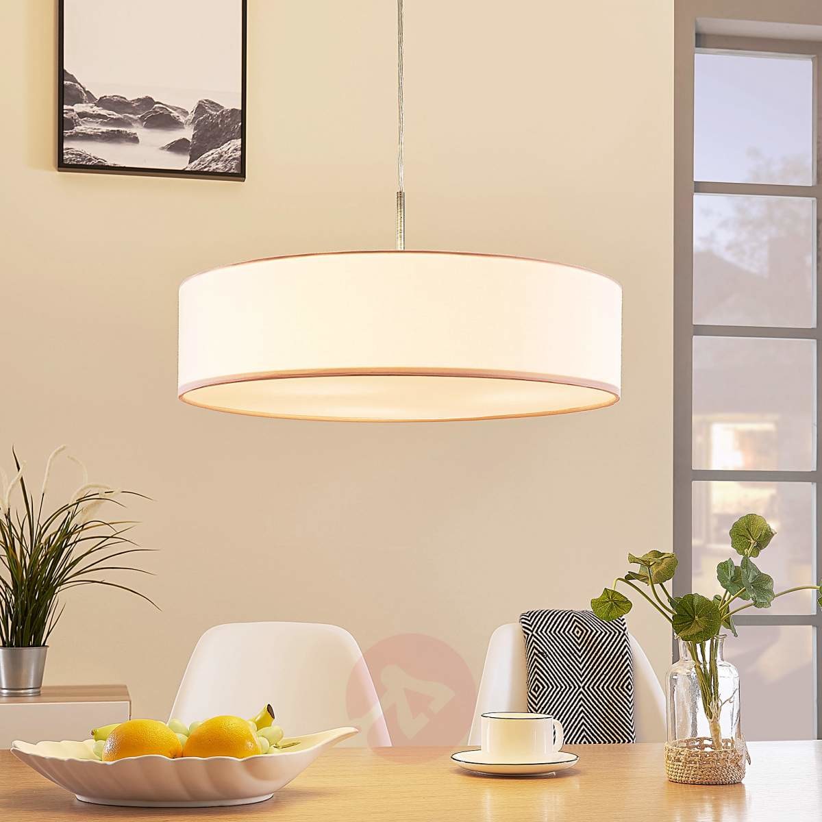 Lampenwelt Biała lampa sufitowa LED SEBATIN z materiału