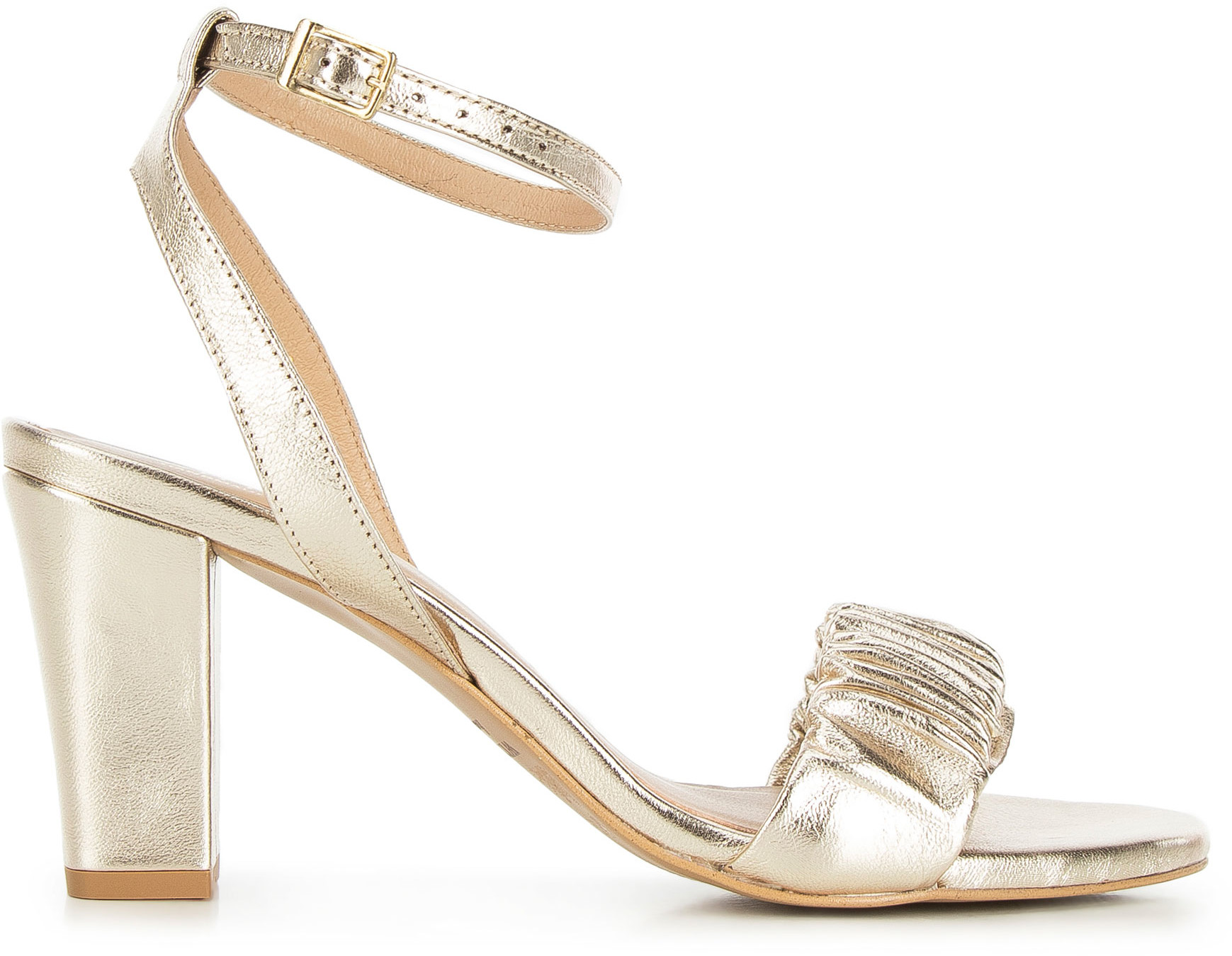 Wittchen Damskie sandały z marszczonej skóry na słupku 94-D-804-G