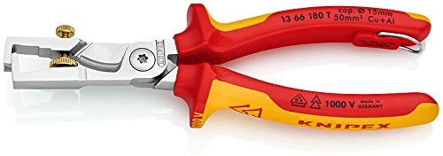 Knipex kabel nożyce do/oczkami do ściągania izolacji z otworem, długość w mm: 185, 1 sztuki, 13 66 180 T 13 66 180 T