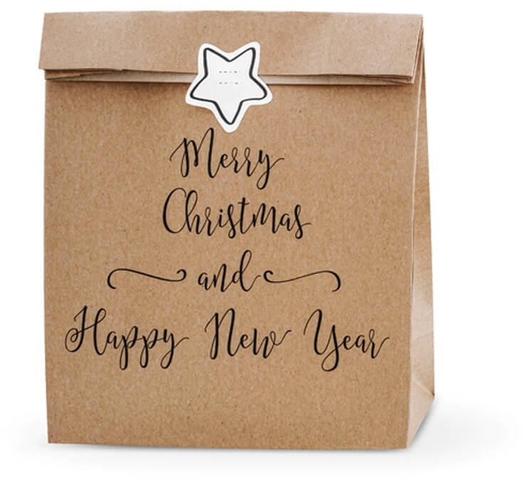 Party Deco Torebka prezentowa Merry Christmas and Happy New Year, kraf - 3 szt. TNP4-031