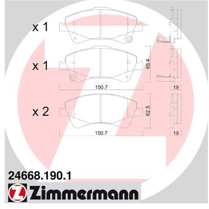 ZIMMERMANN Zestaw klocków hamulcowych, hamulce tarczowe 24668.190.1