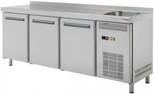 RedFox STÓŁ CHŁODNICZY 3-DRZWIOWY 452L+ZLEW RT - 3DS