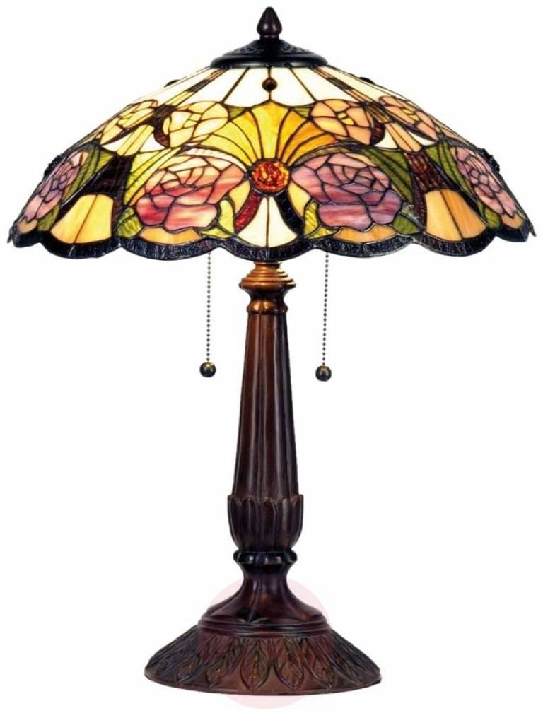 CLAYRE&EEF Clayre&Eef Kwiatowa lampa stołowa Rose styl Tiffany