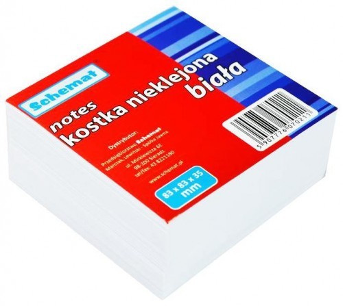 SCHEMAT Kostka nieklejona biała 83 x 83 x 35 mm SCHEMAT 7917