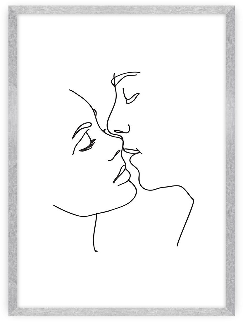 Dekoria Dekoria Plakat Kiss Line 21 x 30 cm Ramka Srebrna 218B-000-42