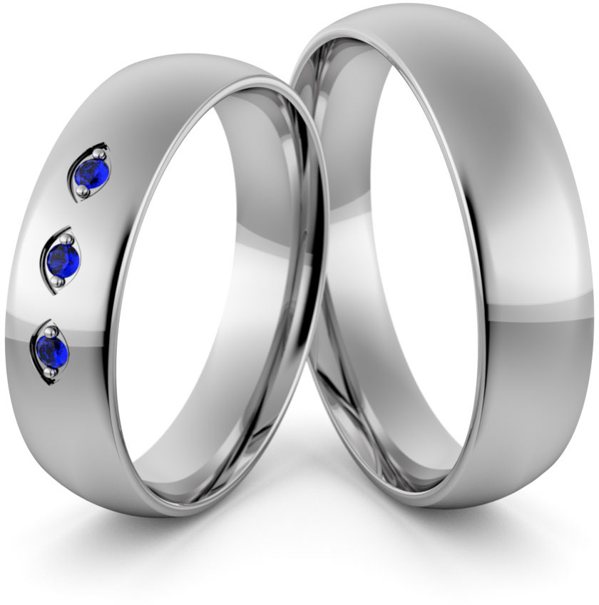 Eminence Obrączki ślubne palladowe 5 mm z szafirami - Pd-101 Pd-101-2