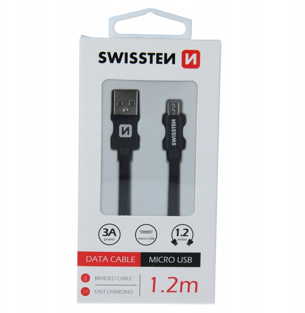 Kabel MicroUSB Swissten 1.2m czarny