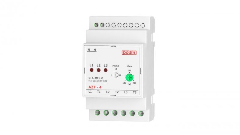 pollin Automatyczny przełącznik faz z regulacją 16A 250V TH35 AZF-4 AZF-4