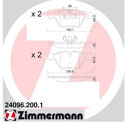 ZIMMERMANN Klocki hamulcowe - komplet 24096.200.1