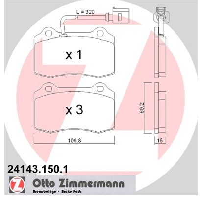 ZIMMERMANN Zestaw klocków hamulcowych, hamulce tarczowe 24143.150.1