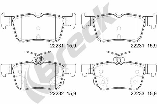 BRECK Zestaw klocków hamulcowych, hamulce tarczowe 22231 00 702 00 22231 00 702 00