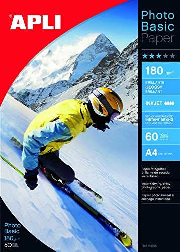 Apli 60 arkuszy, błyszczący 180 g. Rozmiar A4, 9036an