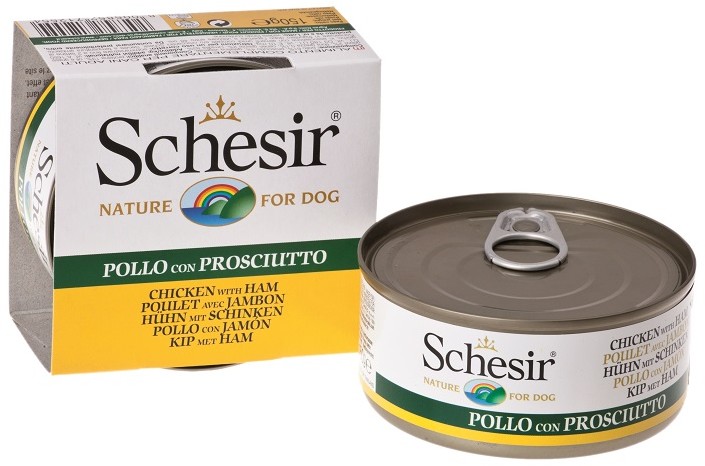 Schesir Dog Filet z kurczaka z szynką w galaretce 24x150g