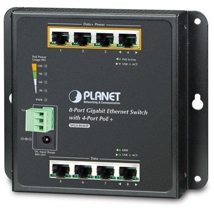 Planet WGS-804HP 8xGIGA w tym 4x PoE+; -10 DO 60C WGS-804HP