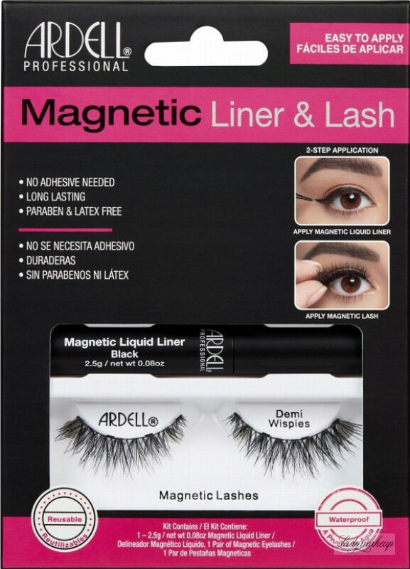 Ardell Magnetic Liner & Lash - Magnetyczny zestaw: Rzęsy na pasku + Eyeliner - DEMI WISPIES