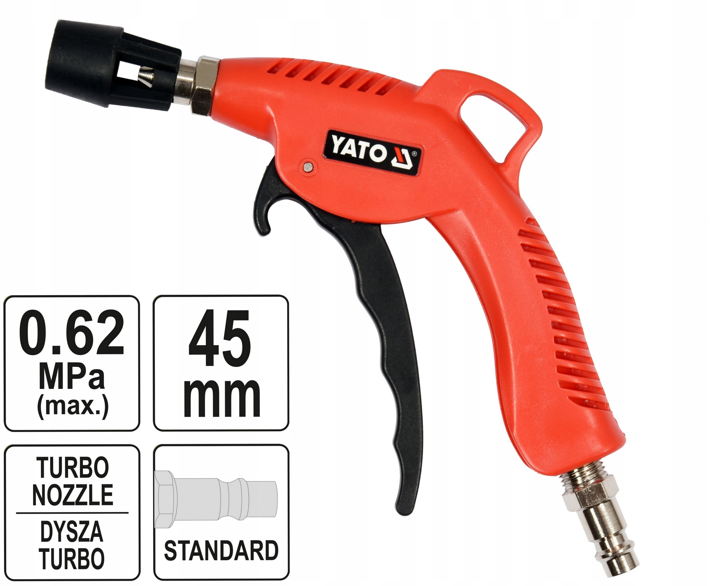 YATO Pistolet Do Przedmuchiwania Turbo 45mm Krótki