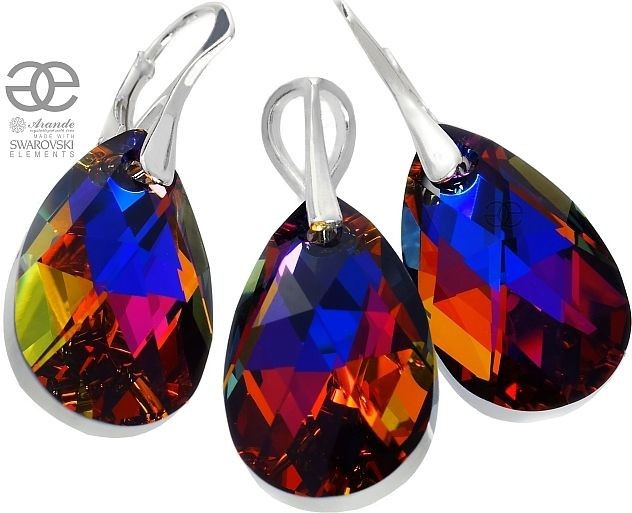 Arande SWAROVSKI piękny komplet VOLCANO SREBRO CERTYFIKAT 4441777194