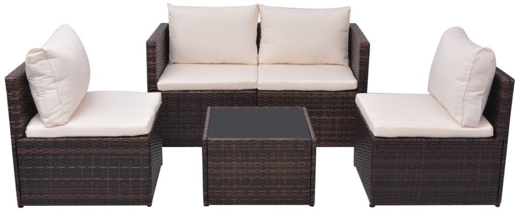 vidaXL Zestaw mebli ogrodowych z rattanu PE, 13 elementów, brązowy