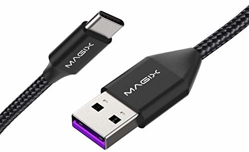 Magix Solutions LTD Magix USB C kabel do ładowania 5A, szybkie ładowanie QC 3.0, wysoka trwałość, transfer danych 480 Mbit/s USB-A 2.0 do USB-C, do urządzeń USB typu C (czarny) (100 cm) GH003ACB201001