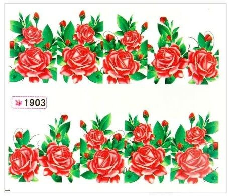 Allepaznokcie Naklejki wodne do paznokci arkusz 6,5 x 5,5 cm na 10 palców yb Nr 1903