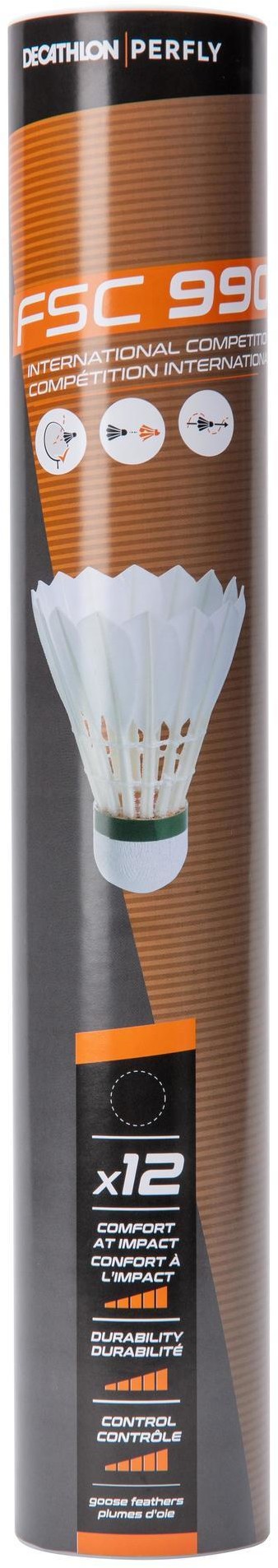 PERFLY Lotki do badmintona z piór FSC 990 x12 (SZYBKOŚĆ 77) Unisex