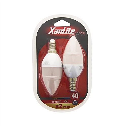 XANLITE Sztuka pack2ev470 °F 2 X żarówka 470 LM 5,5 W E14 płomienia BIAŁA PACK2EV470F