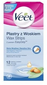 Veet Plastry do depilacji z woskiem dla skóry wrażliwej 12 szt 50093-uniw