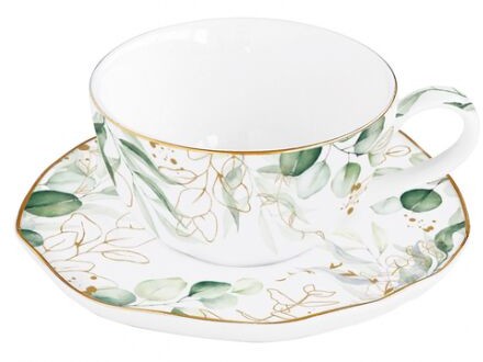 Nuova R2S Easy Life FILIŻANKA PORCELANOWA ZE SPODKIEM Botanique LISTKI 120 ml 1588 BOTQ