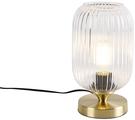 QAZQA Mosiężna lampa stołowa Art Deco - Banci