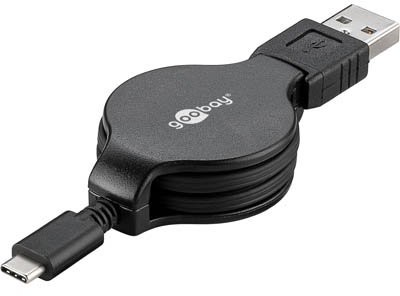 Goobay 45743 USB-C kabel do ładowania i synchronizacji, rozsuwany, 1 m Czarny 45743