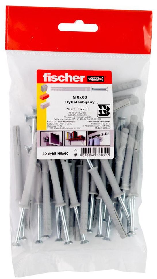Fischer Kołeki do szybkiego montażu 6 x 60 mm 30 szt.