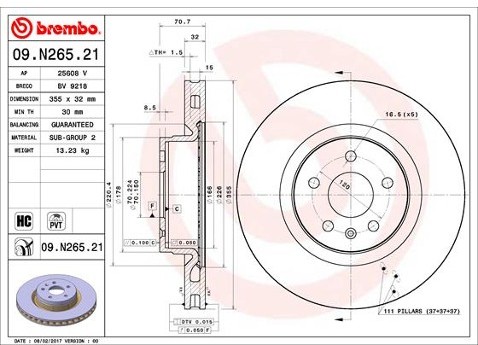 BREMBO Tarcza hamulcowa 09.N265.21