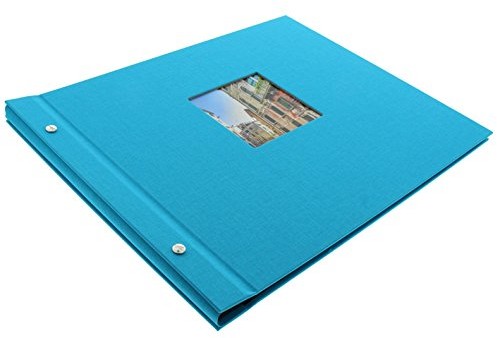 Goldbuch Bella Vista 28973 skręcany album na zdjęcia, lniany, 40 czarnych stron przekładanych pergaminem, 39 x 31 cm, kolor: turkusowy 28 973