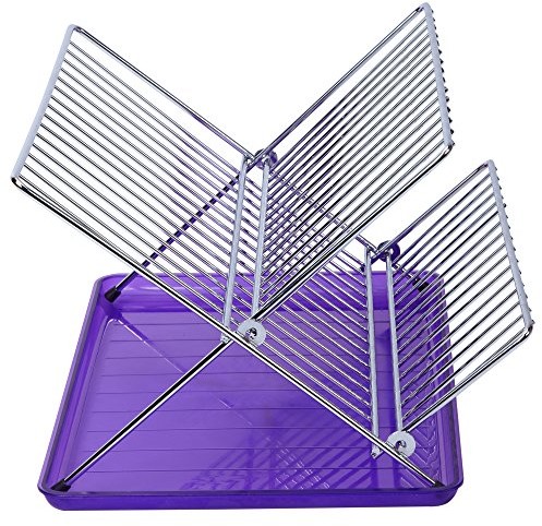 Sauvic sauvic składany kosz na naczynia ze stali nierdzewnej z taca, lila 91035