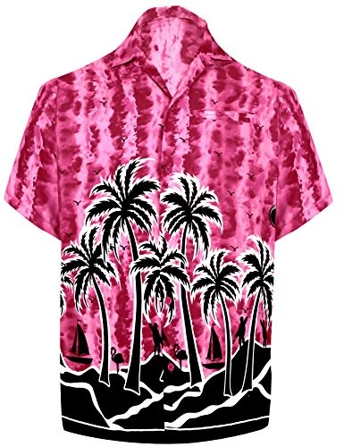 La Leela męska koszula-lekkiego cięcia Aloha pałac brunei krótkie rękawy Regular Fit Hawaii Rosa -  zapinany na guziki Rosa 137150