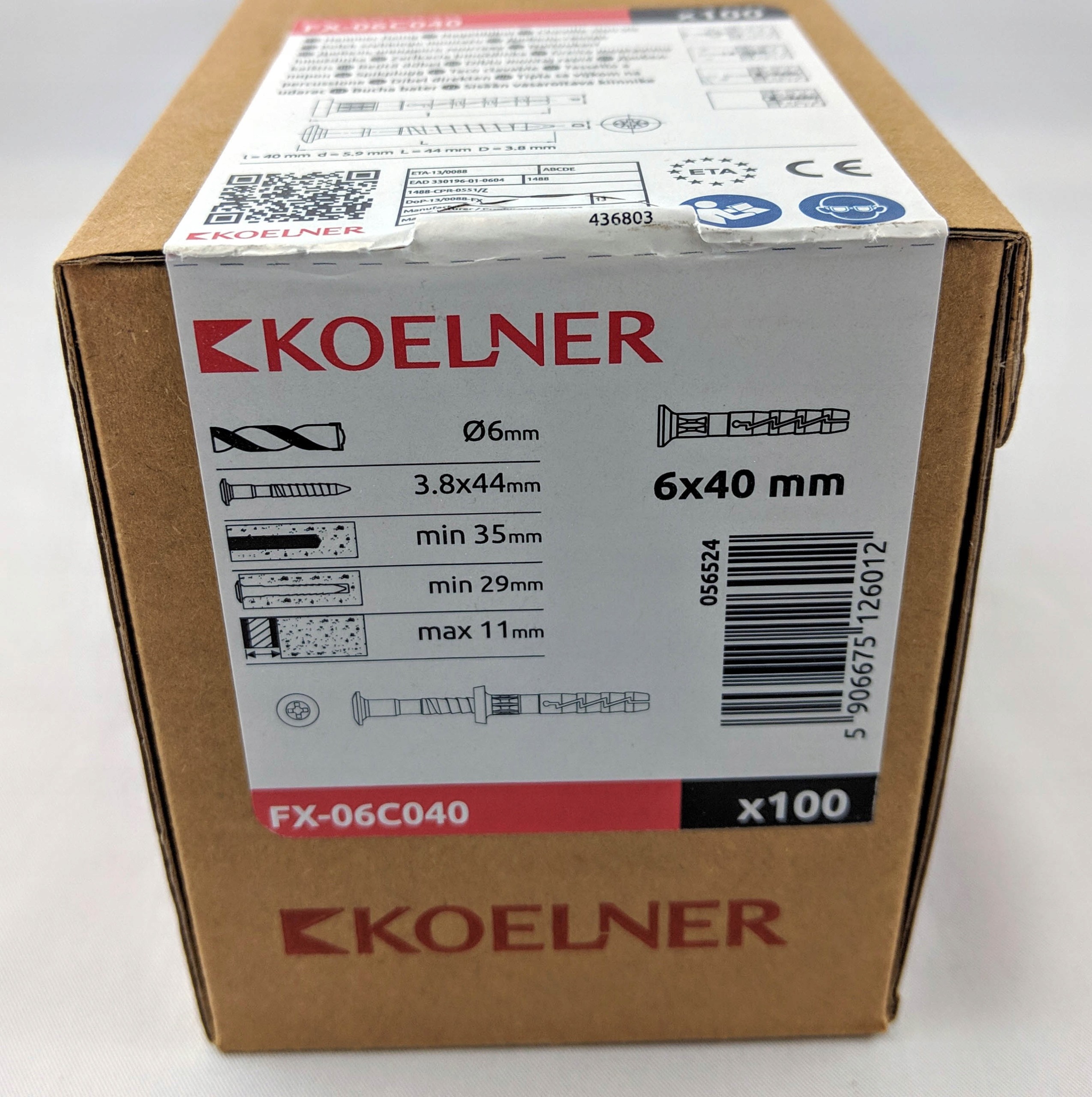 Koelner Kołki szybki montaż fx-06C040 100szt