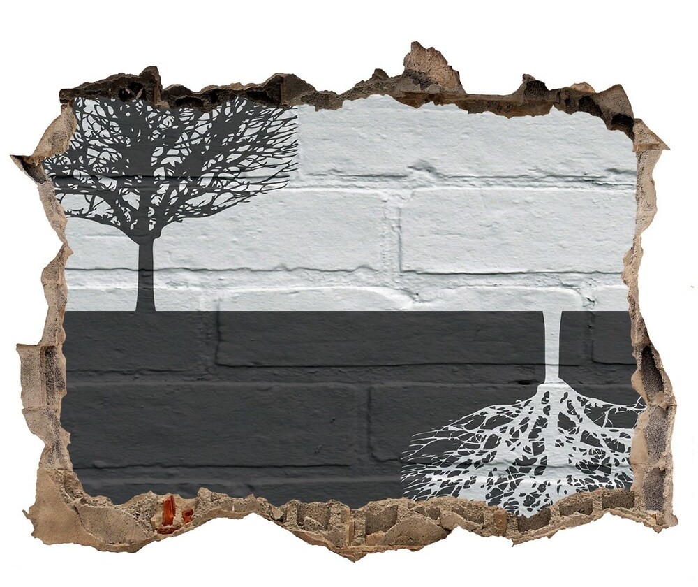 Wallmuralia.pl Dziura 3d fototapeta ścienna Drzewa na murze