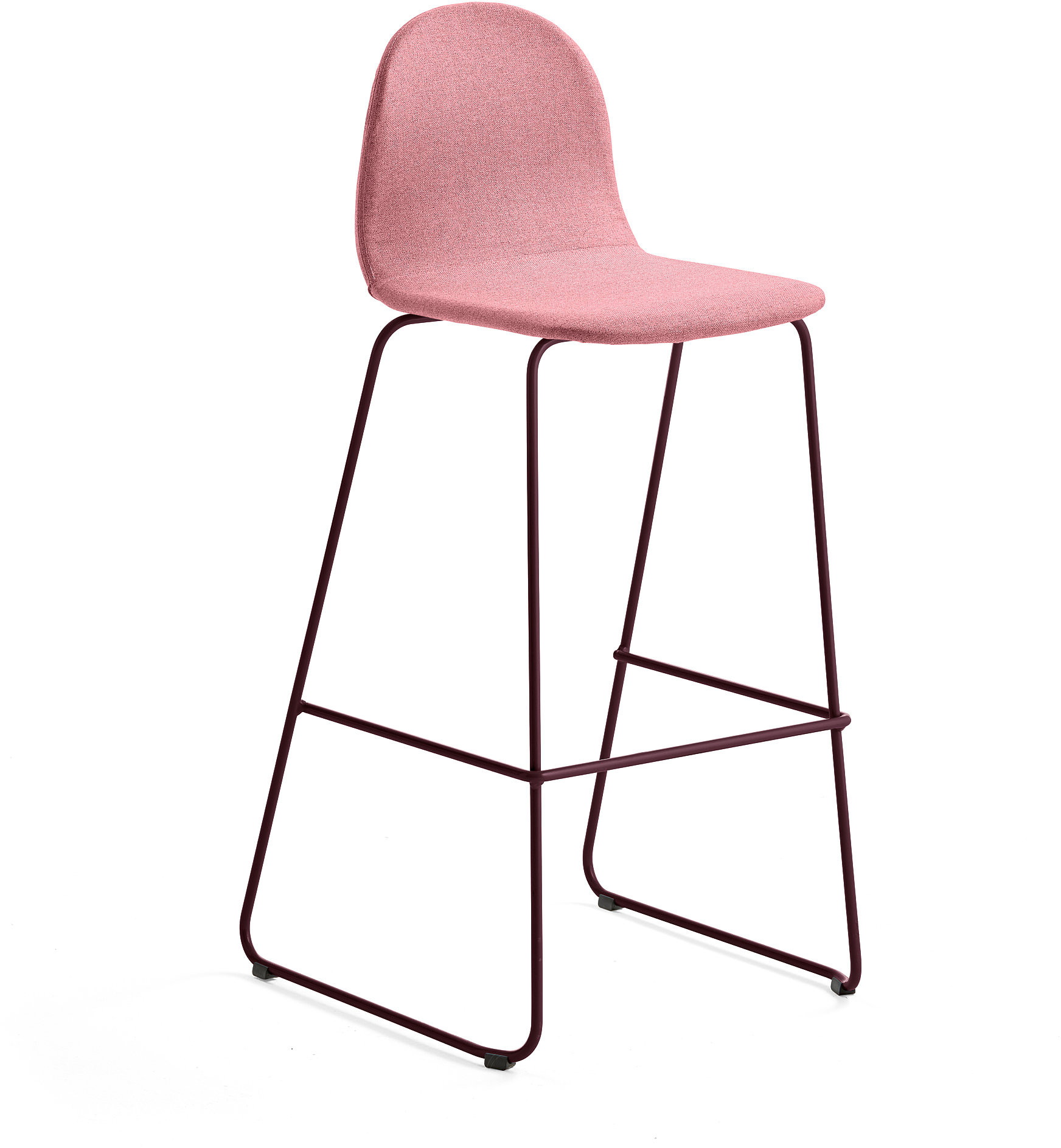 AJ Produkty Krzesło barowe GANDER, płozy, siedzisko 790 mm, tkanina, ciemnoczerwony