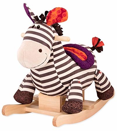 B. toys by Battat B. toys by Battat Koń na biegunach Rodeo Rocker Zebra  pluszowy zebra bez BPA i drewno do siedzenia dla dzieci i niemowląt od 18 miesięcy BX1642Z