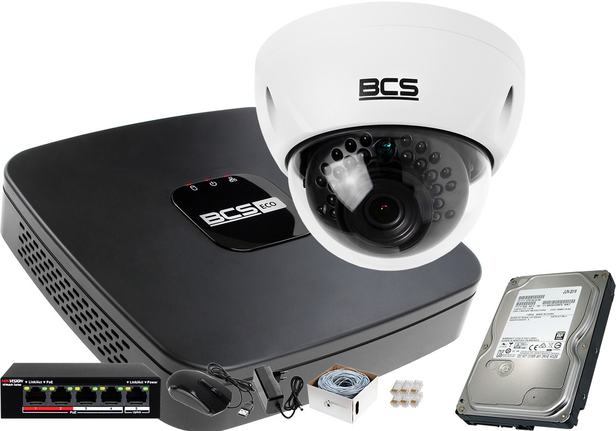 BCS 1x DMIP3200IR-E-IV NVR04015ME-II Dysk 1TB Akcesoria Monitoring domu ZM11558