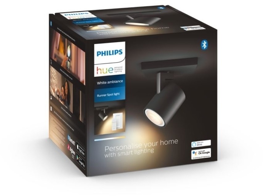 Philips Kinkiet + regulator czarny metal RUNNER HUE 929003045901