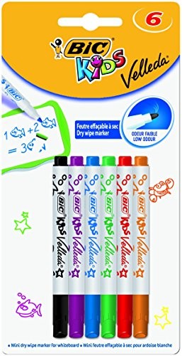 BIC Kids Mini-Whiteboard Marker Velleda, 1,2 MM, 6 kolory sortowane, Blister po 6 sztuki 8413871