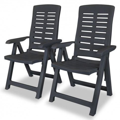 vidaXL Rozkładane krzesła ogrodowe 2 szt. plastikowe antracytowe