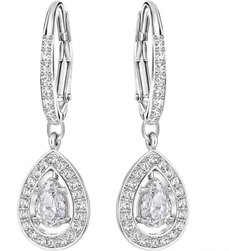 Swarovski Attract Light Pear Pierced Earrings White Rhodium-plated