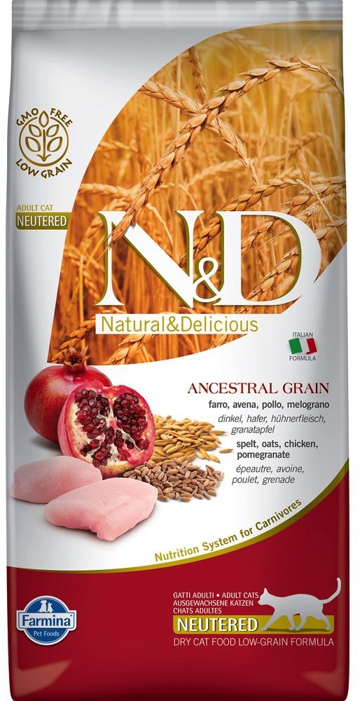 Farmina Low Grain Cat Farmina Cat Low Ancestral Grain Neutered kurczak i owoc granatu 5 kg