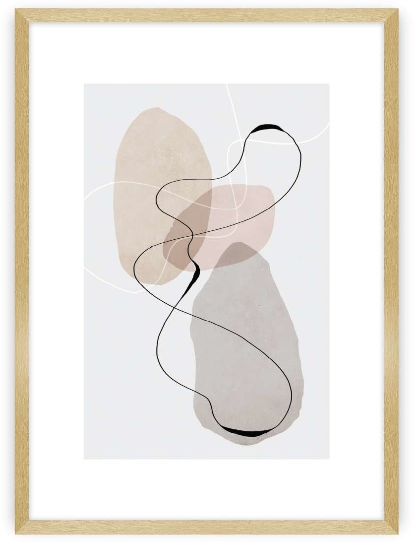 Dekoria Plakat Abstract Lines I 21 x 30 cm Ramka Złota 218A-000-52