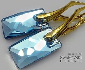 Swarovski Arande piękne kolczyki wisiorek AQUA ZŁOTE SREBRO 1237504584