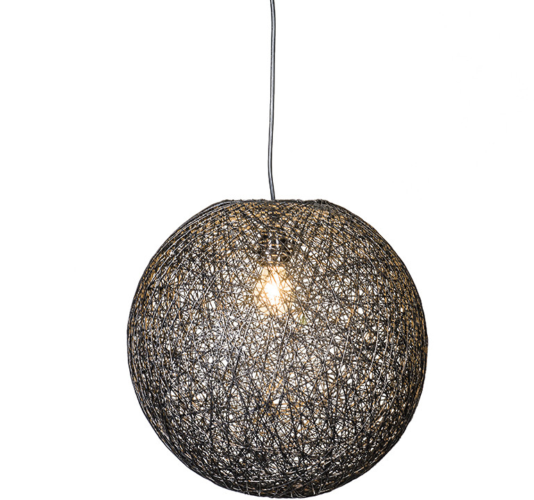 QAZQA Rustykalna lampa wisząca czarna 45cm - Corda